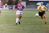 Fotbollslaget Jitex BK spelar match mot Lindsdals IF på Kvarnbyvallen i Mölndal den 29 maj 1993. Jitex BK förlorade matchen med 2-3.