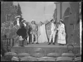 Scen ur Prinsessans visa, framförd av Ungdomsteatern på Vetenskapsakademien 1908 (se Idun 1908:17). Skannat glasnegativ