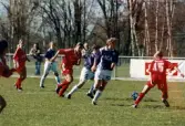 Fotbollslaget Jitex BK spelar match mot Lotorps IF på Kvarnbyvallen i Mölndal, lördagen den 17 maj 1997. Jitex BK förlorade matchen med 0-5.