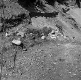 Romfartuna sn Äs RAÄ 119 Arkeologisk undersökning utförd av Vlm / Åke Hyenstrand och Ann Nilsson 1967
A3 Stenkista, raserad, belägen vid grustagskant NNÖ respektive Ö om gravfältet.