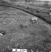 Romfartuna sn Äs RAÄ 119 Arkeologisk undersökning utförd av Vlm / Åke Hyenstrand och Ann Nilsson 1967
A8 Husgrund, markerad av lerklining, härdar och stolphål.
A20 Stolphål ?
Samhör med:  Inv.nr 18164