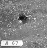 Romfartuna sn Äs RAÄ 119 Arkeologisk undersökning utförd av Vlm / Åke Hyenstrand och Ann Nilsson 1967
A8 Husgrund, markerad av lerklining, härdar och stolphål.
A67 Stolphål
Samhör med:  Inv.nr 18164