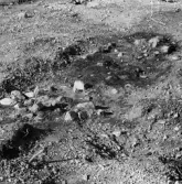 Romfartuna sn Äs RAÄ 119 Arkeologisk undersökning utförd av Vlm / Åke Hyenstrand och Ann Nilsson 1967
A8 Husgrund, markerad av lerklining, härdar och stolphål.
Under undersökning.
Samhör med:  Inv.nr 18164