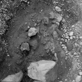 Romfartuna sn Äs RAÄ 119 Arkeologisk undersökning utförd av Vlm / Åke Hyenstrand och Ann Nilsson 1967
A8 Husgrund, markerad av lerklining, härdar och stolphål.
Under undersökning.
Samhör med:  Inv.nr 18164