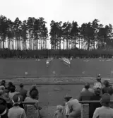 Gymnastikuppvisningen, 25/5 1941. 
Kvinnliga gymnaster har uppvisning på Värendsvallen. 
Fotot taget från publikläktaren.