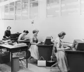 Stansning av missivkort till hålkorts- och kassautredningen. Powers 80-kolumners stansningsmaskiner.