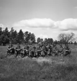 Hemvärnet, 28/6 1941. 
Ett antal män i hemvärnsuniform poserar för fotografen.