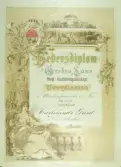 Hedersdiplom till Carlslunds gård för Svarthavre, 1897