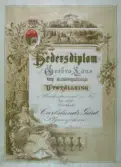 Hedersdiplom tillerkänt Carlslunds gård för Plymagekorn, 1897