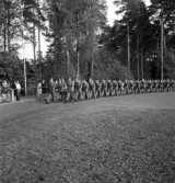 Svenska Flaggans dag 1943. 
En trupp från I 11(?), (Hemvärnet ?)  tågar in på Värendsvallen.