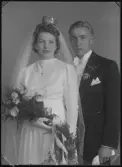 Bröllopsporträtt, brudpar. Gustafsson. Ur Gustaf Åhmans samling.
