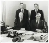 Växjöpolisens kriminalavdelning 1956: i främre raden Henning Johansson (chef) och Birger Strandmark. I bakre raden: Carl Ingelskog och Olof Ringius.