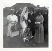 Fotografi på ett gäng som firar någons möhippa på Lilla Källbäck.