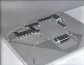 Liten modell av skolan i Tibro