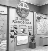 Aktiv Ungdom, 1943. Skärm från S:T Sigfrids Folkhögskola. Interiör av utställningen 