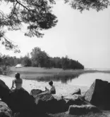 Badstrand på Vinön, 1970-tal