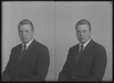 Porträtt-körfoto. Sven Olov Johansson, Strömsvik, Strömsholm. Ur Gustaf Åhmans samling.