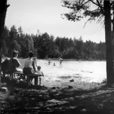 Badplats vid sjön Multen i Kvistbro, 1960-tal