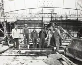 Arbetare vid byggnation av Idrottshuset, 1945