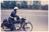 Poliskonstapel Erik Lindqvist vid statspolisen, på motorcykel, ca 1960.