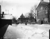 Kyrkan från Tägtgatan i Söderhamn.