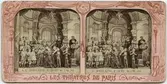 Stereokort ur serien Les théatres de Paris, utgiven av BK, Paris på 1870-talet. Bilden föreställer en scen ur operan Afrikanskan. Stereokortet är ett så kallat French tissue bestående av ett handkolorerat albuminfoto monterat i kartongram med tunt papper på baksidan. När kortet belyses bakifrån framträder färgerna. Kopian av kortet har framställts med två olika metoder: skanning på flatbäddsskanner och fotografering på ljusbord. 