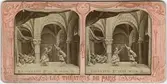 Stereokort ur serien Les théatres de Paris, utgiven av BK, Paris på 1870-talet. Bilden föreställer en scen ur operan Afrikanskan. Stereokortet är ett så kallat French tissue bestående av ett handkolorerat albuminfoto monterat i kartongram med tunt papper på baksidan. När kortet belyses bakifrån framträder färgerna. Kopian av kortet har framställts med två olika metoder: skanning på flatbäddsskanner och fotografering på ljusbord. 
