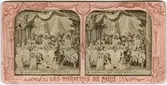 Stereokort ur serien Les théatres de Paris, utgiven av BK, Paris på 1870-talet. Bilden föreställer en scen ur operan Afrikanskan. Stereokortet är ett så kallat French tissue bestående av ett handkolorerat albuminfoto monterat i kartongram med tunt papper på baksidan. När kortet belyses bakifrån framträder färgerna. Kopian av kortet har framställts med två olika metoder: skanning på flatbäddsskanner och fotografering på ljusbord. 