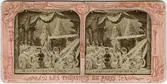 Stereokort ur serien Les théatres de Paris, utgiven av BK, Paris på 1870-talet. Bilden föreställer en scen ur operan Afrikanskan. Stereokortet är ett så kallat French tissue bestående av ett handkolorerat albuminfoto monterat i kartongram med tunt papper på baksidan. När kortet belyses bakifrån framträder färgerna. Kopian av kortet har framställts med två olika metoder: skanning på flatbäddsskanner och fotografering på ljusbord. 