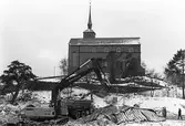 Sprängning inför bygge vid kyrkan