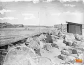 Materialbod och timmerbassäng i Ljusne