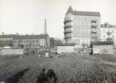 Jubileumsutställningen i Göteborg 1923
Fattighusån, Stampgatan och Levgrens äng då utställningsbron är under uppbyggnad