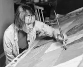 Nordiska kompaniet. Barnens Värld i NK, oktober 1949. Flicka målar. 