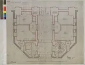 No 54. Nordiska museet. Kafeflygeln. Plan af jordvåningen.