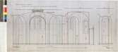 No 64 a Nordiska museet. Sektioner genom absidens jordvåning (omarbetning af den 31/7 1899 daterad ritning)