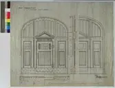 No 113. Nordiska Museet. Kansliflygeln. Ritning till Ytterport.