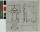 Nord Museet. Absiden. Portal till Biblioteket. Utdrag af Ritning No 134