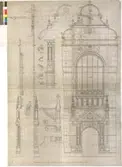 No 152. Nordiska Museet. Ritning till Midtelpartiets gafvel o portal..