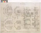 No 180 Nordiska Museet. Ritning till trappor i takryttaren.