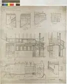 No 203 Nordiska museet. Ritning till trätrappan i vapenhallen.