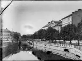 Reprofotografi - Fyrisån, Gamla Nybron och Östra Ågatan, Uppsala före 1914