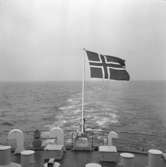 Provtur med fartyg 263 M/T Norse Mountain. Den norska flaggan är hissad.