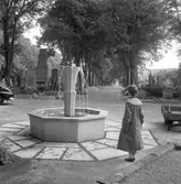 Fontän på Norra kyrkogården, Uddevalla i augusti 1956