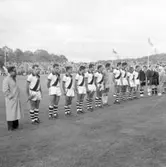 Vänskapsmatch i fotboll mellan Vasco da Gama från Brasilien och Oddevold från Sverige på Rimnersvallen i Uddevalla den 6 juni 1959