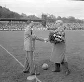 Vänskapsmatch i fotboll mellan Vasco da Gama från Brasilien och Oddevold från Sverige på Rimnersvallen i Uddevalla den 6 juni 1959
