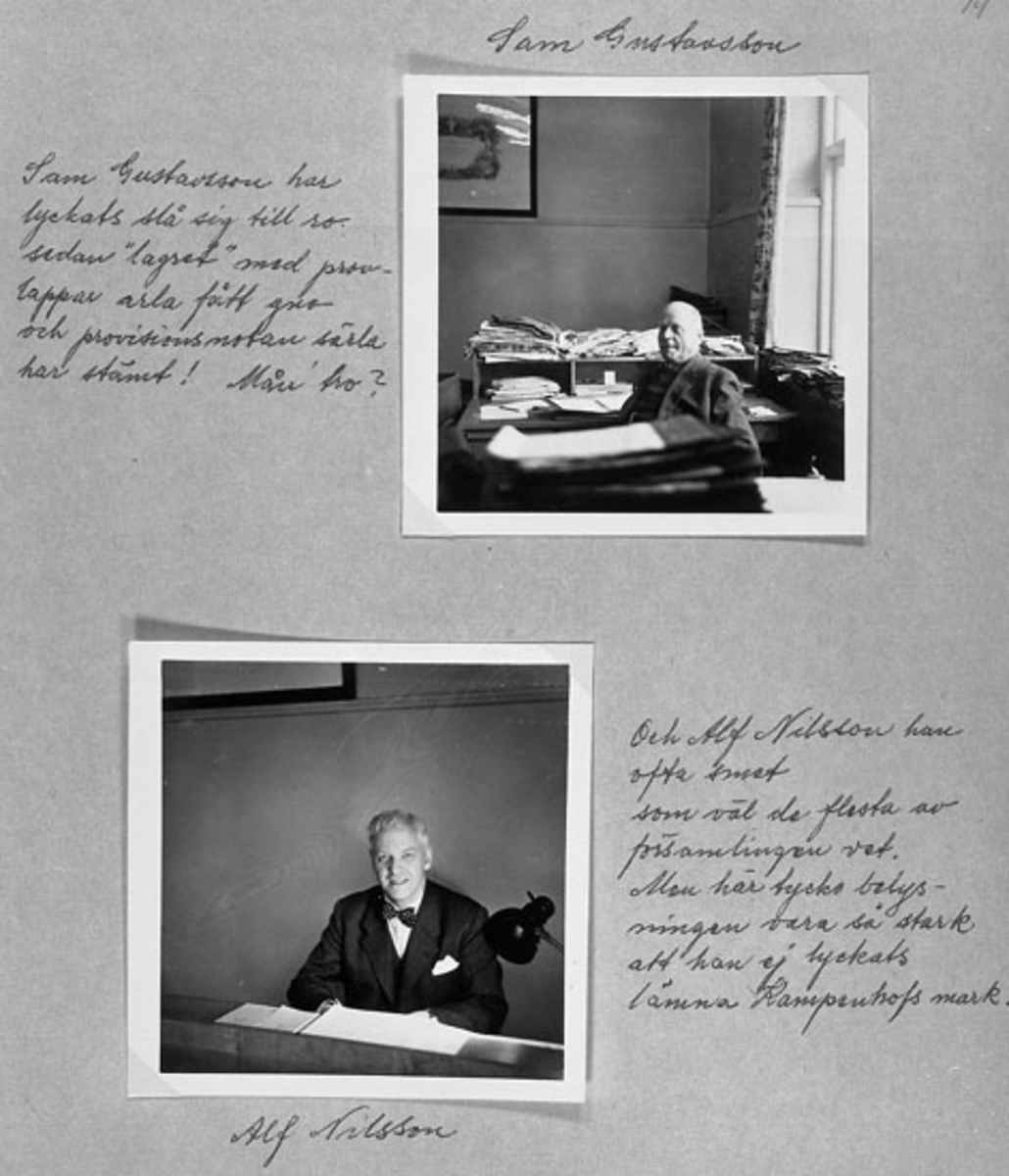 Holger Eriksson, Upper picture: Sam Gustafsson Sam Gustafsson has managed to turn to rest since the “warehouse” with test-patches arla got gno and the commission note distinctive has sued! MonthÂ 'faith? Lower picture: Alf Nilsson And Alf Nilsson he often smeared as well most of the parish know. But this lighting s…