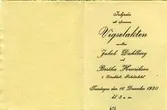 Text på kortet: Inbjudes att öfvervara Vigselakten mellan Jacob Dahlborg och Bertha Henriksson å Grönskhult, Fiskebäckskil. Torsdagen den 16 December 1920 kl. 3 e.m.