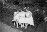 Svea, Anna Hasselberg (gift Larsson) och Ruth en varm sommardag vid trådgångsvillan, Stretereds skolhem, 1930.