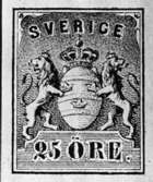 Frimärksförlaga till frimärket 1862 - Lejon. Valör 25 öre.