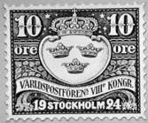 Förslagsritningar till Världspostföreningens och Världspostkongressens frimärken, utgivna 4/7 respektive 16/8 1924, av Nils Erland Heurlin. 1922 års tävling. 
Valör 10 öre.